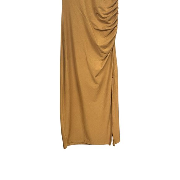 Theory Womens Sz P (XS) Shirred Tee Dress Stretch Cotton Blend Sahara Yellow - Picture 3 of 8